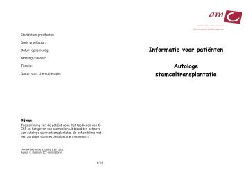 Autologe stamceltransplantatie - AMC Hematologie