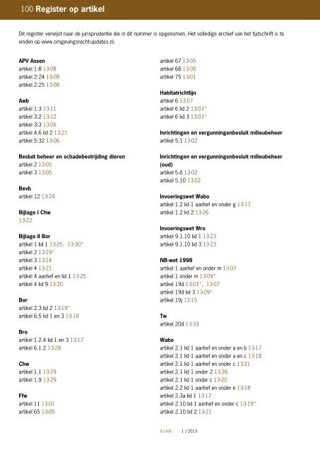 StAB Jurisprudentietijdschrift 2013, 1