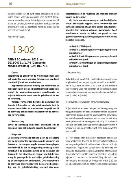 StAB Jurisprudentietijdschrift 2013, 1