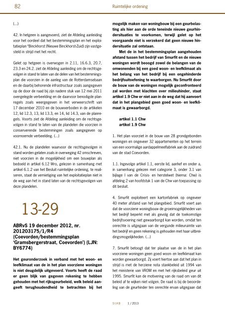 StAB Jurisprudentietijdschrift 2013, 1