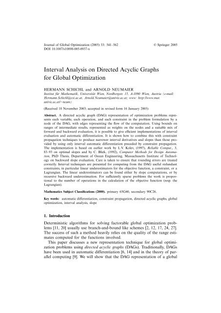 Interval Analysis on Directed Acyclic Graphs for Global Optimization