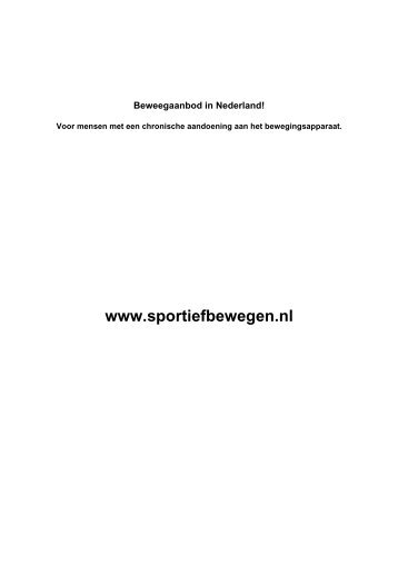 Beweegaanbod in Nederland - Bone and Joint