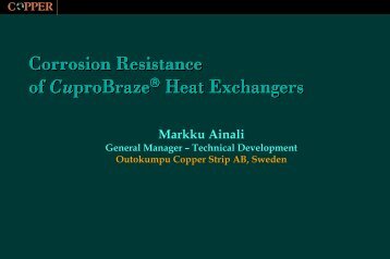 Corrosion Resistance of CuproBraze Heat Exchangers