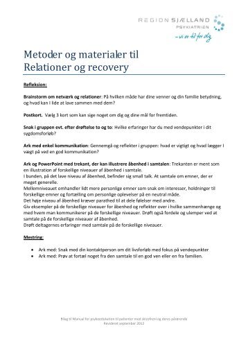 Metoder og materiale til Relationer og Recovery