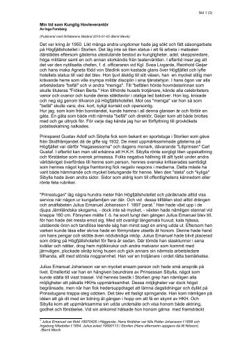 Min tid som Kunglig Hovleverantör