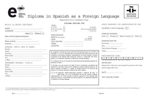 Diploma in Spanish as a Foreign Language - Dele - Instituto ...