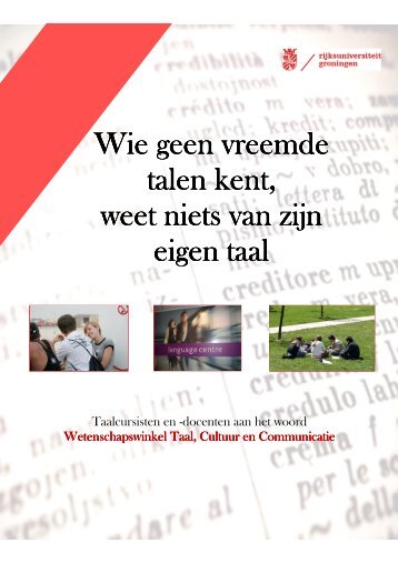 Download het boekje - Wetenschapswinkel Taal, Cultuur en ...