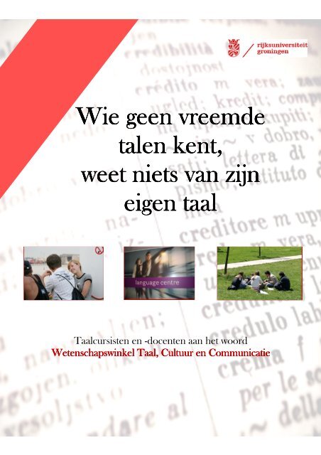 Download het boekje - Wetenschapswinkel Taal, Cultuur en ...