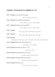 Axiomas y Teoremas de los capítulos 13 y 14