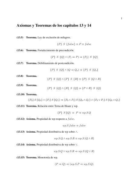 Axiomas Y Teoremas De Los Capitulos 13 Y 14