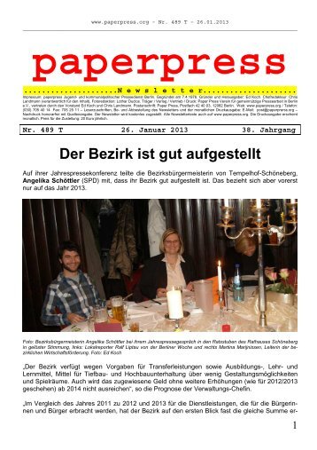 Pressegespräch Bezirksbürgermeisterin - paperpress-newsletter