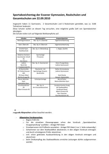 Sportabzeichentag der Essener Gymnasien ... - Schulsport in Essen