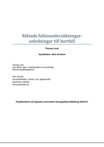 Riktade hälsoundersökningar - Arbets- och miljömedicin | Uppsala
