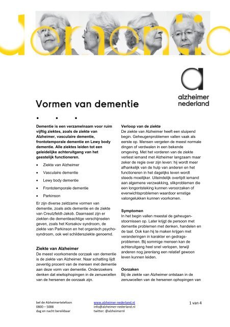 Vormen van dementie.pdf - Alzheimer Nederland