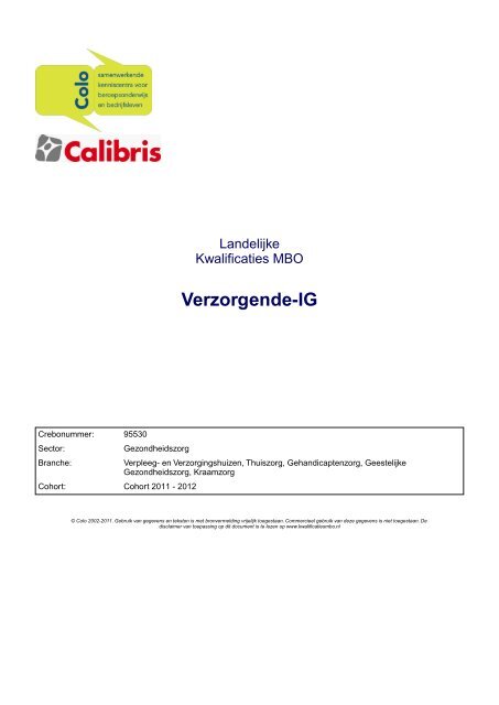 kwalificatiedossier Verzorgende IG 2011 - 2012 (pdf) - Regio College