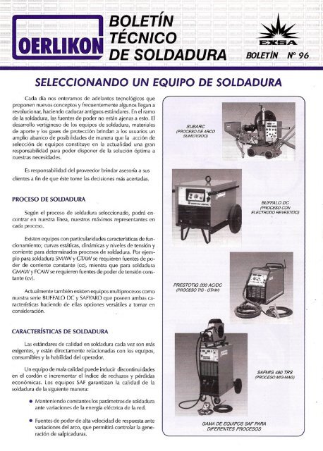 Boletín 96: Seleccionando un equipo de soldadura - Soldexa