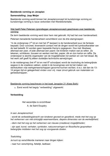 Beeldende vorming en Jenaplan Samenstelling: Jaap Meijer ...