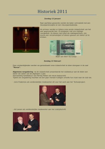 Historiek 2011 - Numismatica Herentals