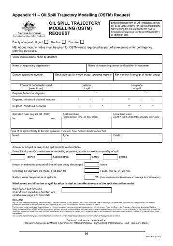 Oil Spill Trajectory Modelling (OSTM) - Australian Maritime Safety ...