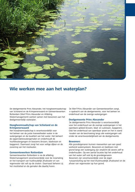 samenvatting deelgemeentelijk waterplan - Prins Alexander