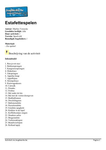 Estafettespelen - Jeugdwerker.be