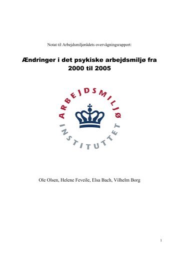 Ændringer i det psykiske arbejdsmiljø fra 2000 til 2005