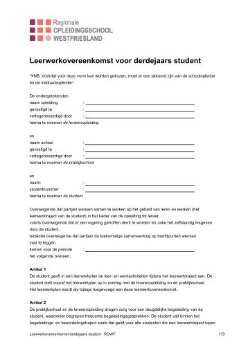 Leerwerkovereenkomst voor derdejaars student