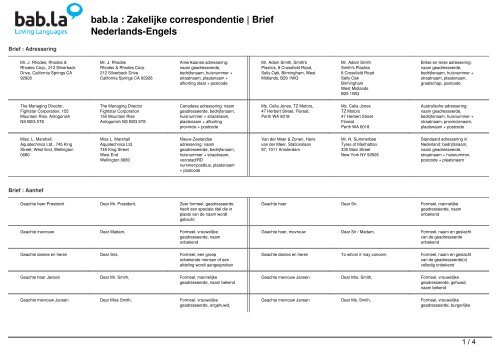 Zakelijke correspondentie | Brief (Nederlands-Engels) - Bab.la