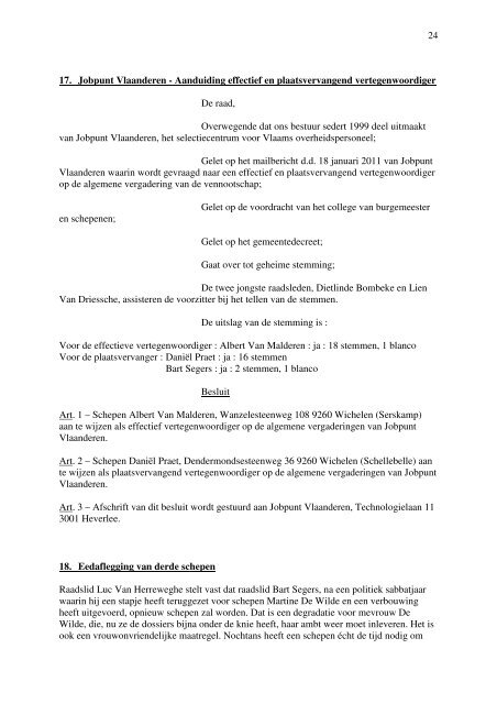 verslag gemeenteraad 23 februari 2011.pdf - Gemeente Wichelen