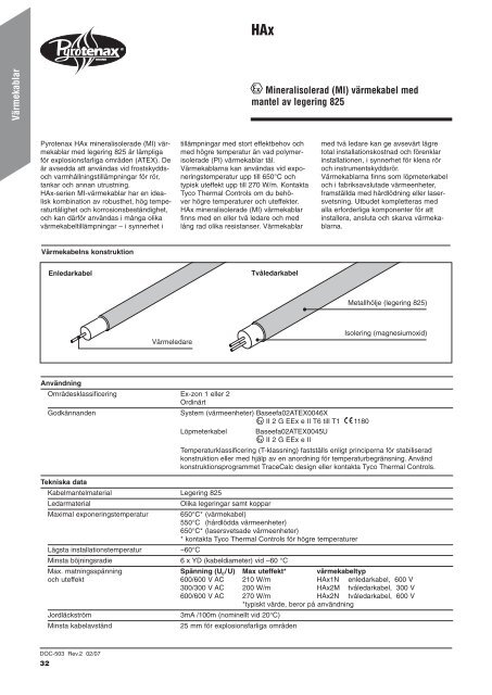 Värmekablar Mineralisolerad (MI) - Pentair Thermal Controls