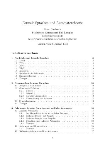 Formale Sprachen und Automatentheorie - Informatik in der Oberstufe