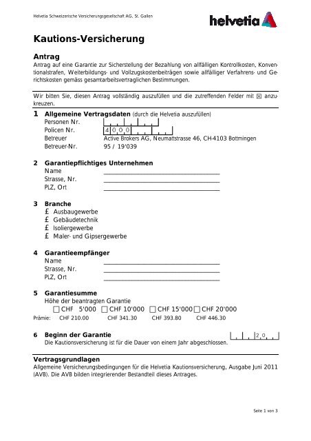 Kautions-Versicherung - Handwerkerkaution.ch