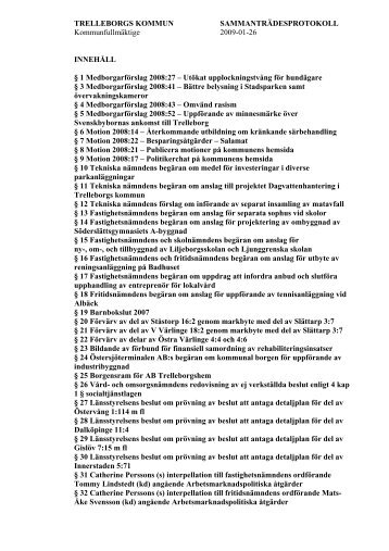 TRELLEBORGS KOMMUN SAMMANTRÄDESPROTOKOLL ...