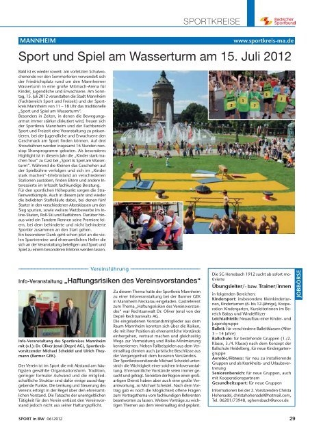 Download Sport in bw Nr. 06/12 - Badischer Sportbund Nord ev