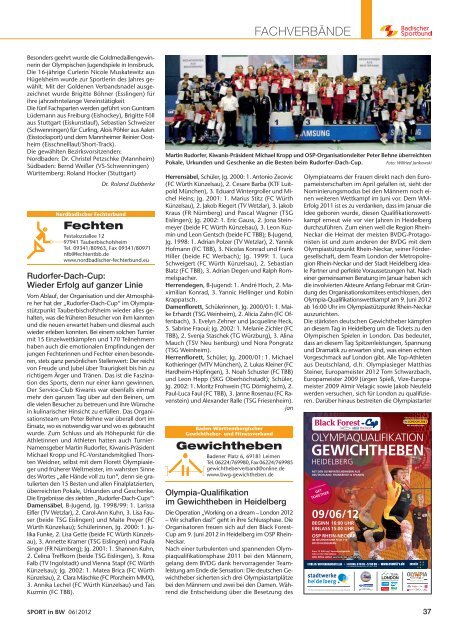 Download Sport in bw Nr. 06/12 - Badischer Sportbund Nord ev