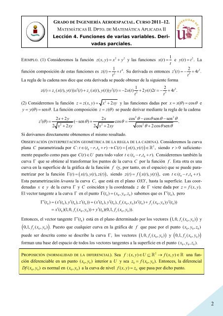 Leccion 4. 4. Las reglas de la cadena - Matemática Aplicada II