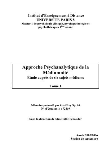 Approche Psychanalytique de la Médiumnité - Institut ...