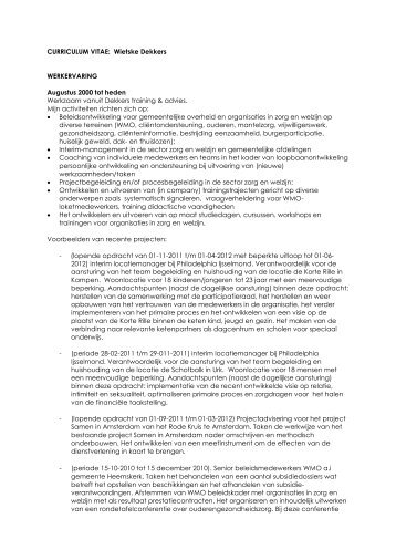 CV - Dekkers training & advies