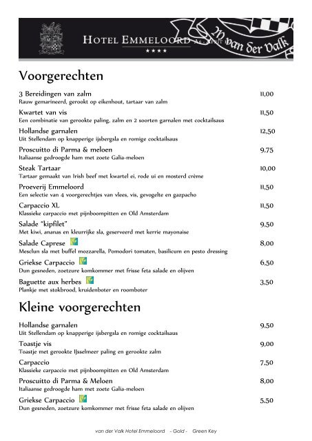 Dinerkaart - Van der Valk Hotel Emmeloord