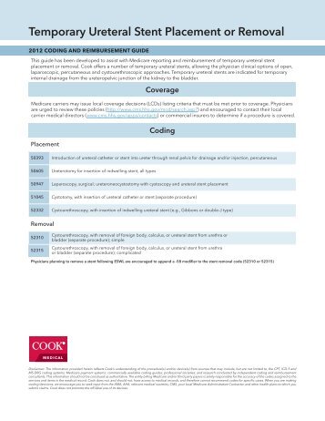 Temporary Ureteral Stent Placement or Removal - Cook Medical