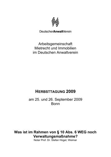 Was ist im Rahmen von § 10 Abs. 6 WEG noch ...