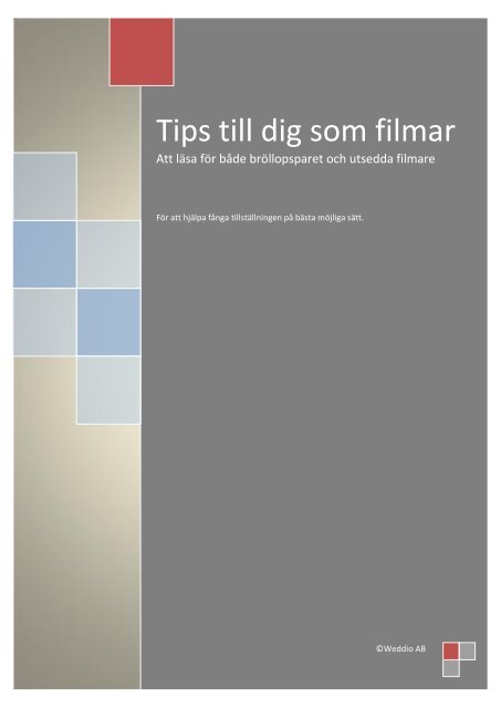 Tips till dig som filmar - WEDDIO