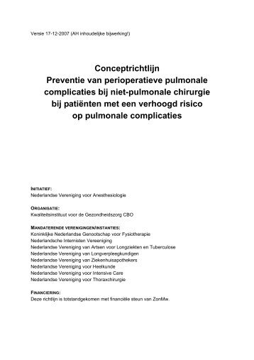 Perioperatieve behandeling van de pulmonaal belaste patienten