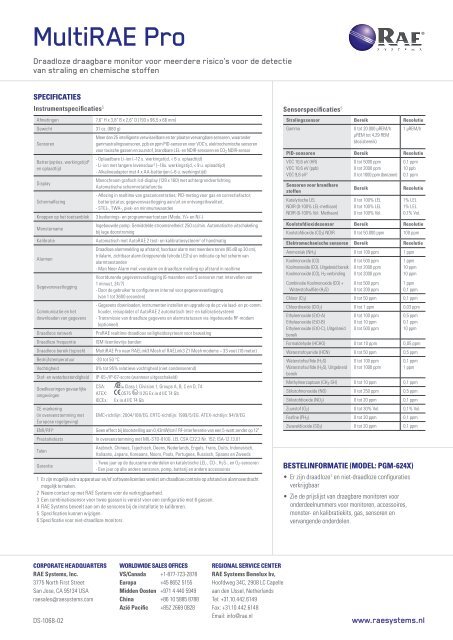 MultiRAE Pro Datasheet.pdf - RAE BeNeLux Belgie, uw gasdetectie