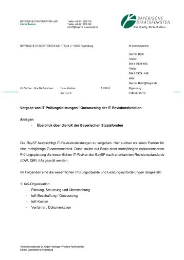 Vergabe von It-Prüfungsleistungen ... - Bayerische Staatsforsten
