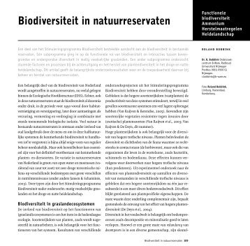 Biodiversiteit in natuurreservaten - Onderzoekcentrum B-WARE