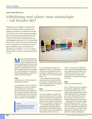 Vidhäftning med silaner inom odontologin - Den norske ...
