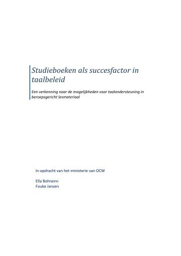 Studieboeken als succesfactor in taalbeleid - Steunpunt taal en ...