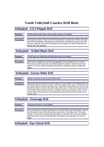 Youth Volleyball Coaches Drill Book - YMCA of Greater St. Louis