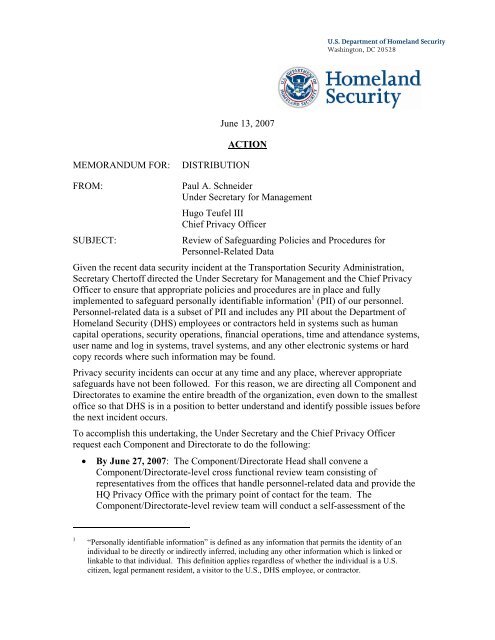 DHS Action Memorandum - Homeland Security